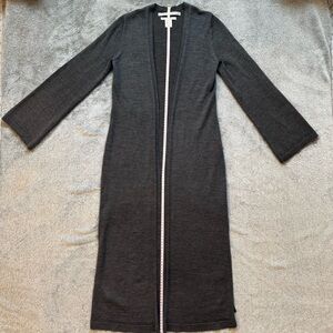 Max Studio 100% Extra Fine Merino Wool Duster Cardigan - Grey/Gray XS fits S too